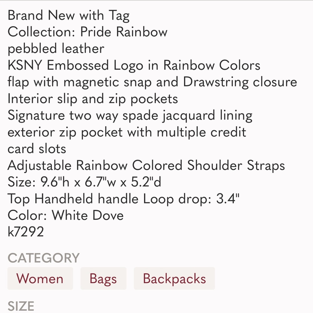 Kate Spade Pride Darcy Backpack LAST ONE! - Picture 6 of 6